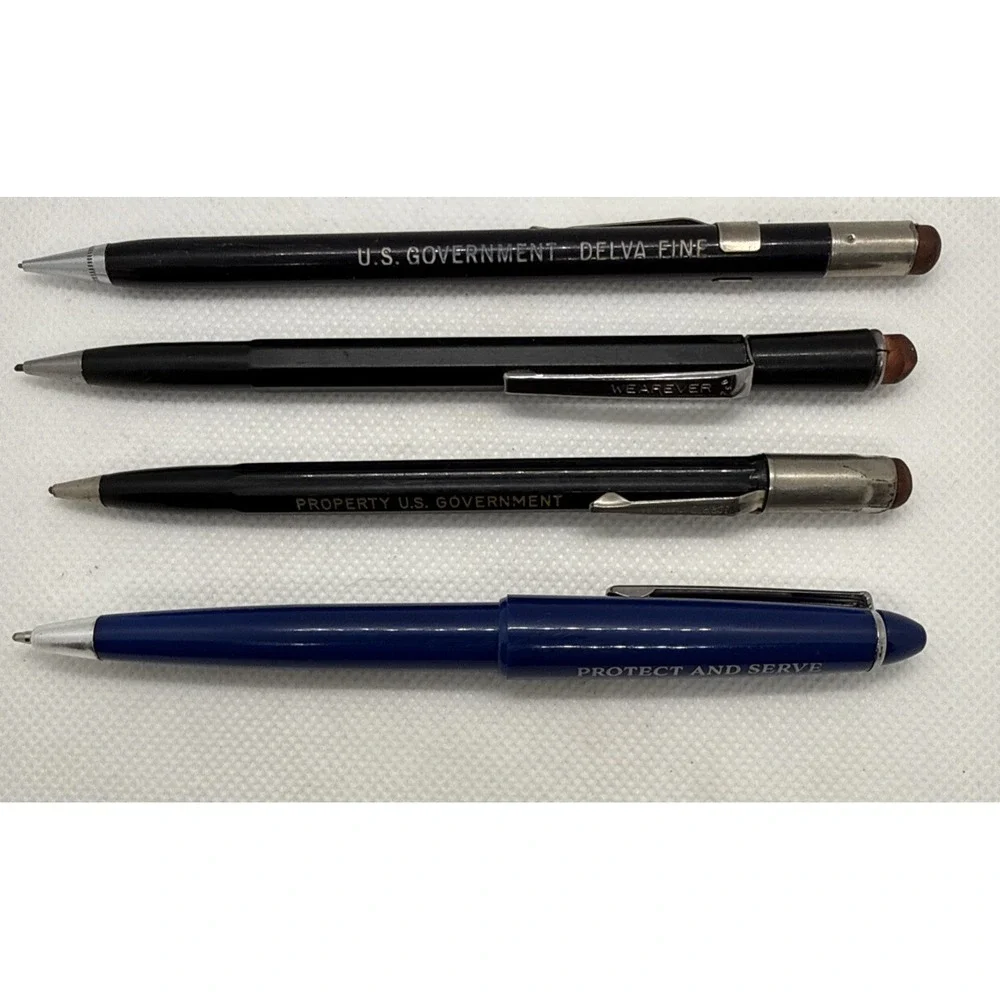 Vintage U.S. Government Pens Pencil Lot‎ Wearever Scripto Delva Set Police Promo
